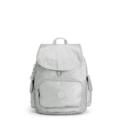 Kipling City Pack Small Metallic Backpacks Silver | Ki1942E