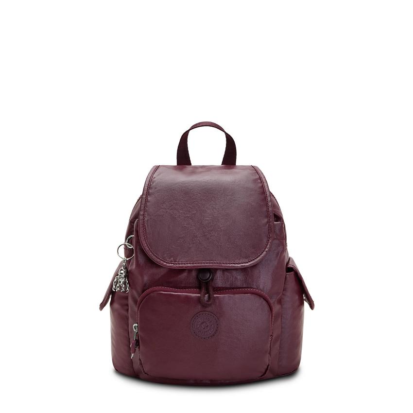 Kipling City Pack Mini Metallic Backpacks Burgundy | Ki1888Z