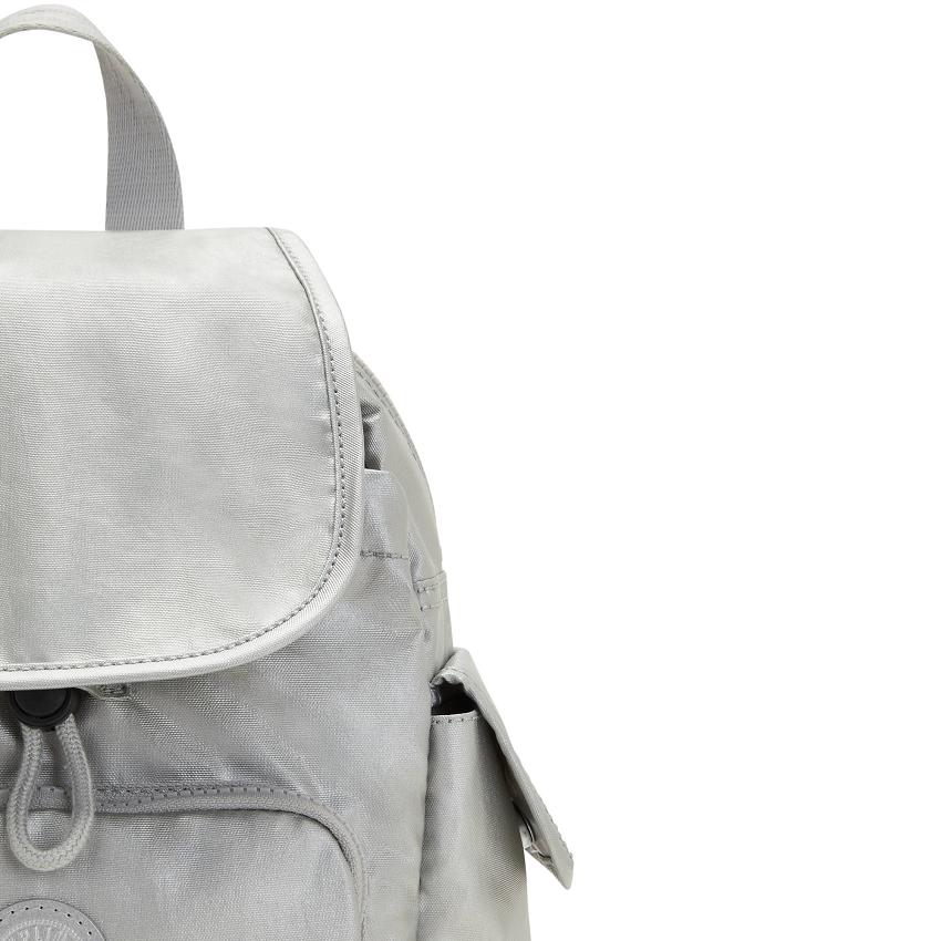 Kipling City Pack Mini Metallic Backpacks Silver | Ki1915W