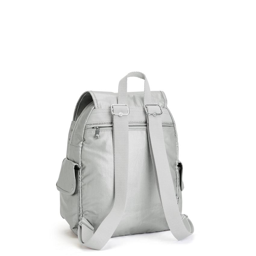 Kipling City Pack Small Metallic Backpacks Silver | Ki1942E