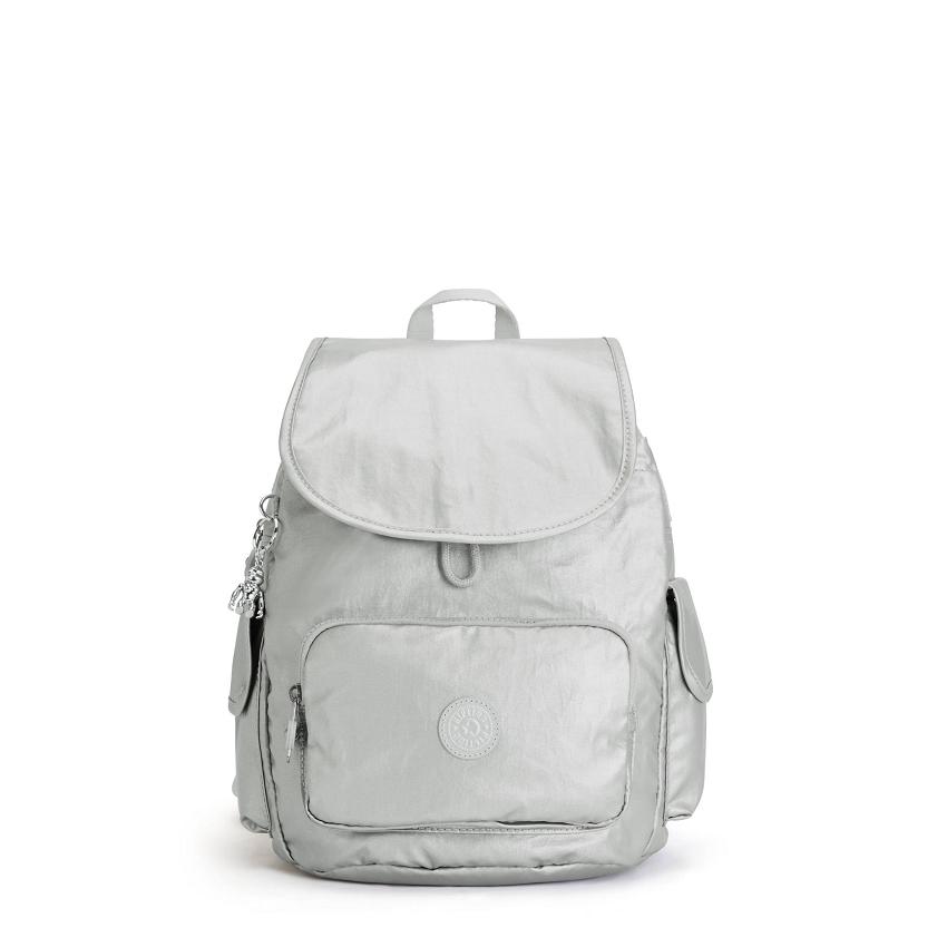 Kipling City Pack Small Metallic Backpacks Silver | Ki1942E