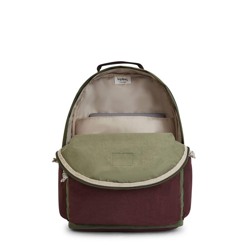 Kipling Damien Large Travel Backpacks Olive Burgundy | Ki1413D