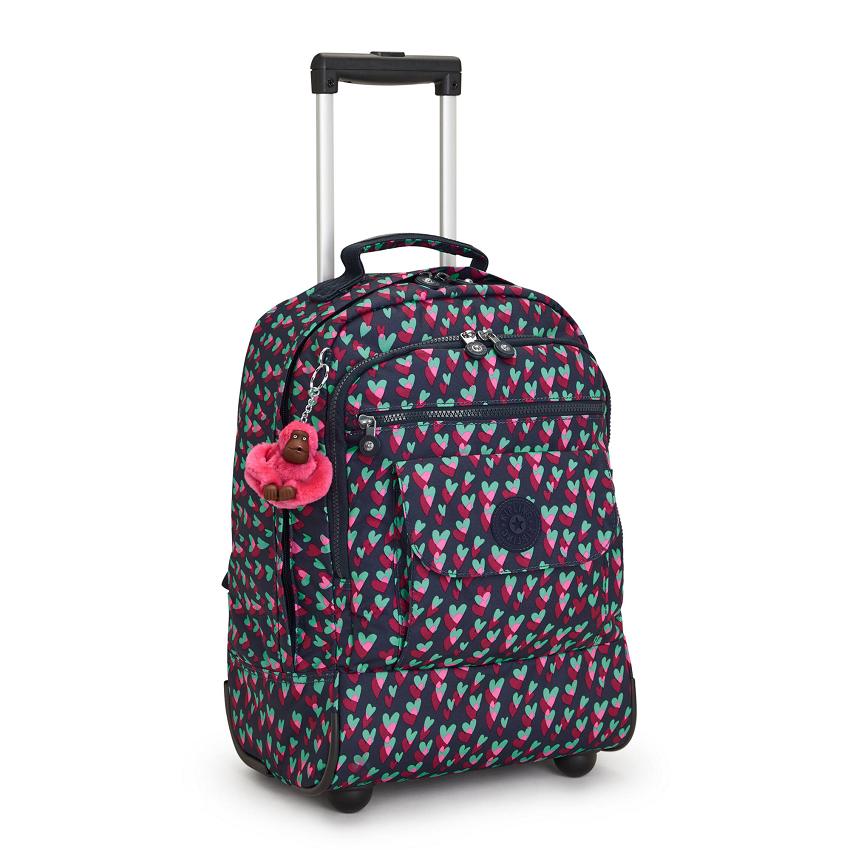 Kipling Sanaa Rolling Backpacks Black Pink | Ki1249S