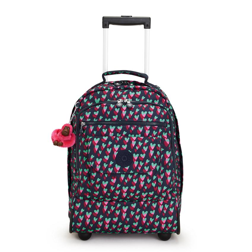 Kipling Sanaa Rolling Backpacks Black Pink | Ki1249S