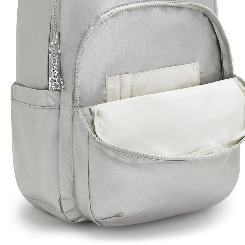 Kipling Seoul Large Metallic Backpacks Silver | Ki2197B