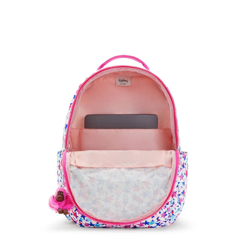 Kipling Seoul Large School Backpacks Blue Pink | Ki1918T