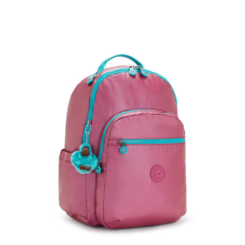 Kipling Seoul Large School Backpacks Pink Metal | Ki1803B