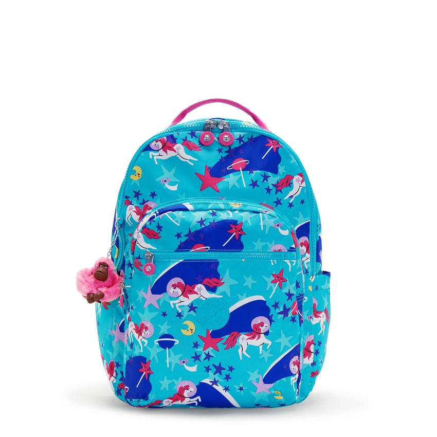 Kipling Seoul Large School Backpacks Turquoise | Ki1722F