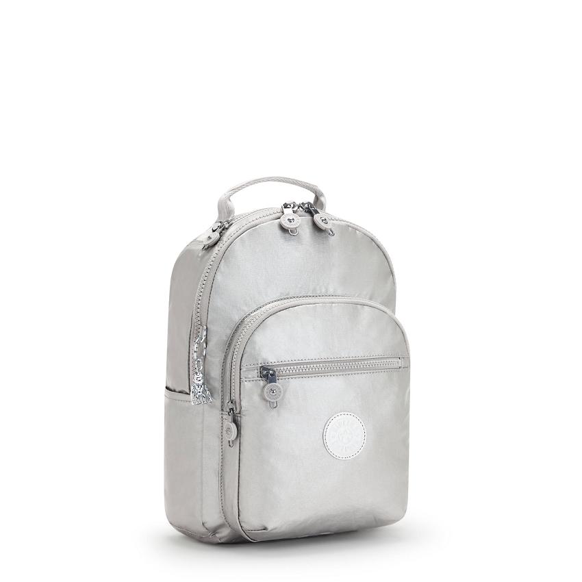 Kipling Seoul Small Metallic Backpacks Silver | Ki1092H