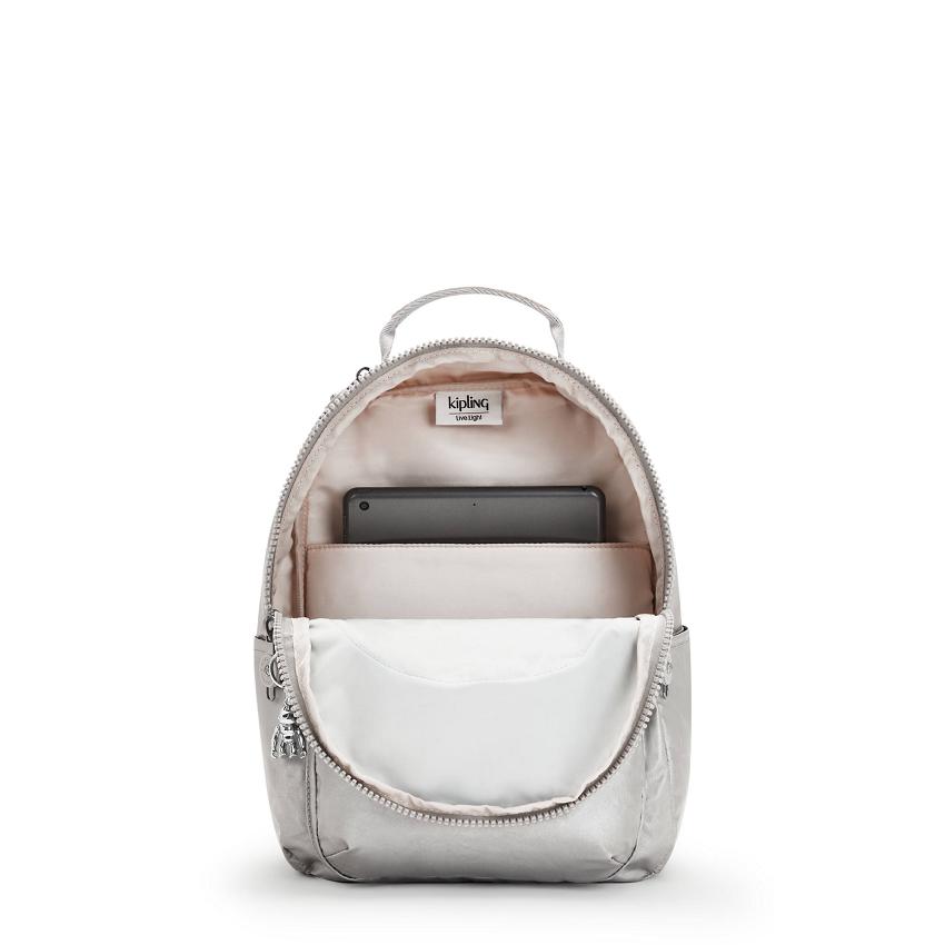 Kipling Seoul Small Metallic Backpacks Silver | Ki1092H