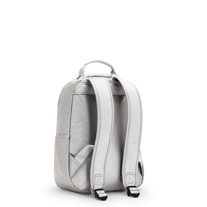 Kipling Seoul Small Metallic Backpacks Silver | Ki1092H