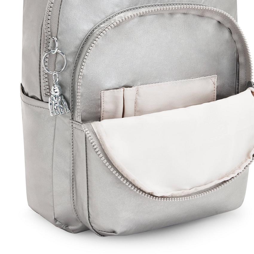 Kipling Seoul Small Metallic Backpacks Silver | Ki1092H