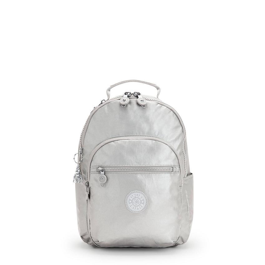 Kipling Seoul Small Metallic Backpacks Silver | Ki1092H